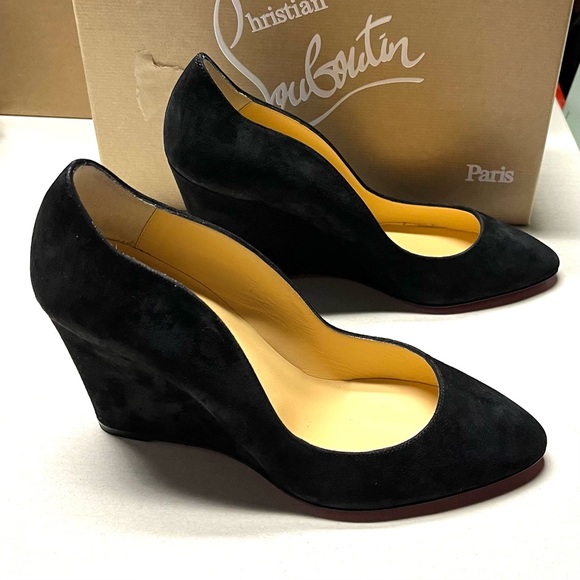 Christian Louboutin Shoes - NEW Christian Louboutin Tanja 85mm Suede Wedge Pumps Size 38.5